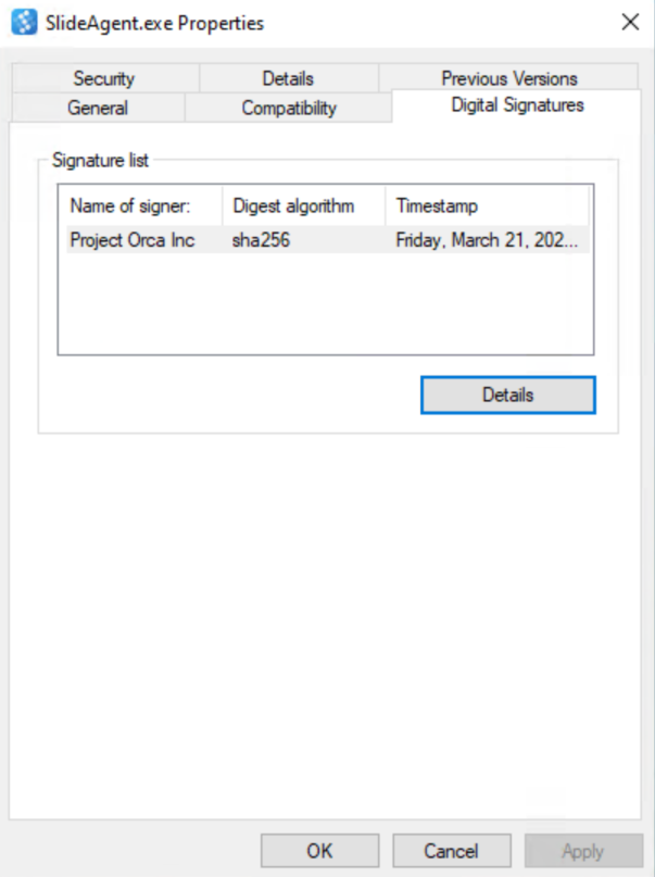 Slide Agent certificate