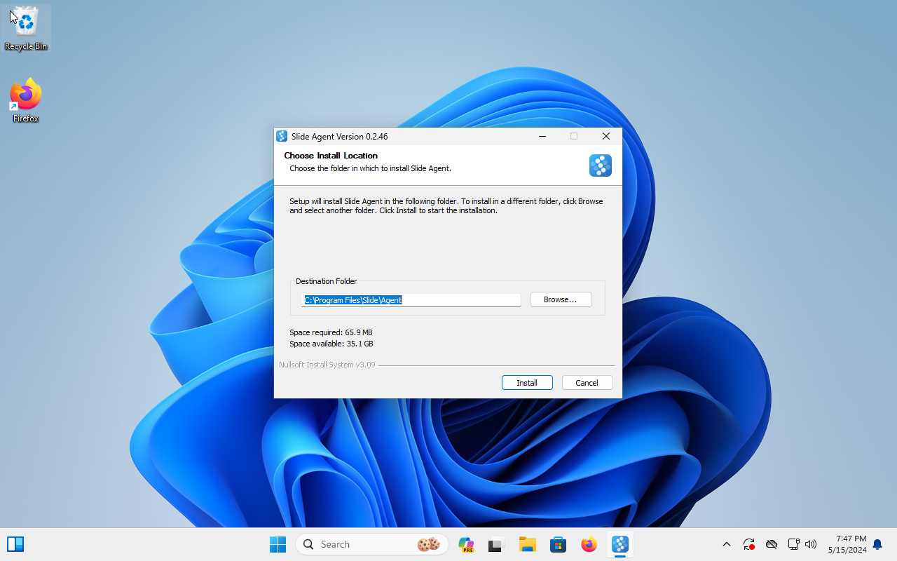 Install Slide Agent using the installer