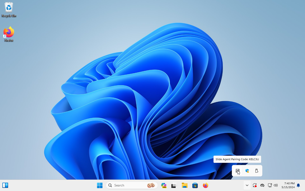 Pairing code in the Windows Tray
