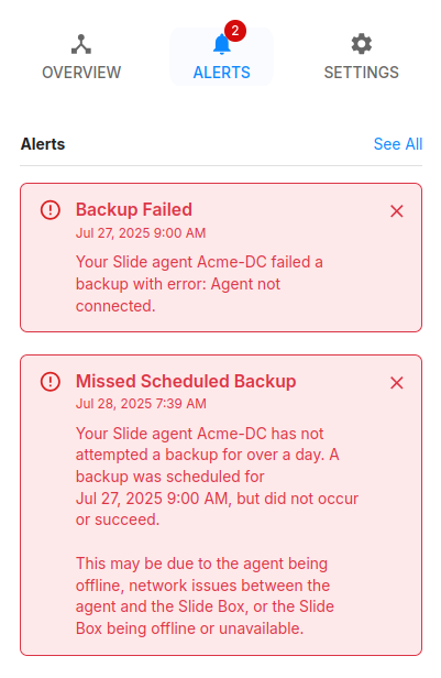 Slide Agent alerts
