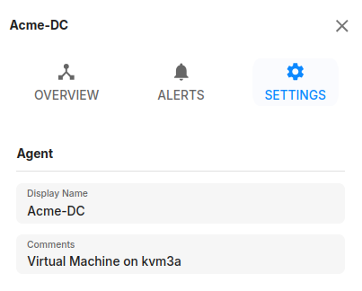 Slide Agent settings, agent name