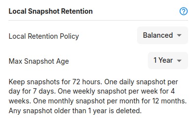 Slide Agent settings, snapshot retention