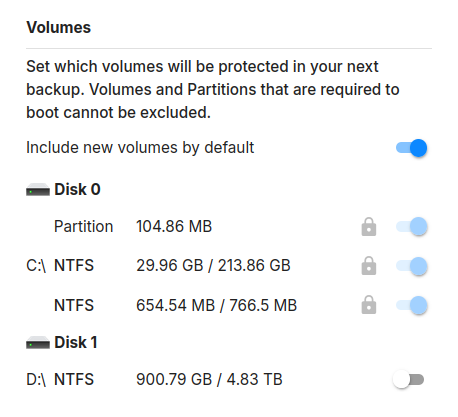 Slide Agent settings, volumes
