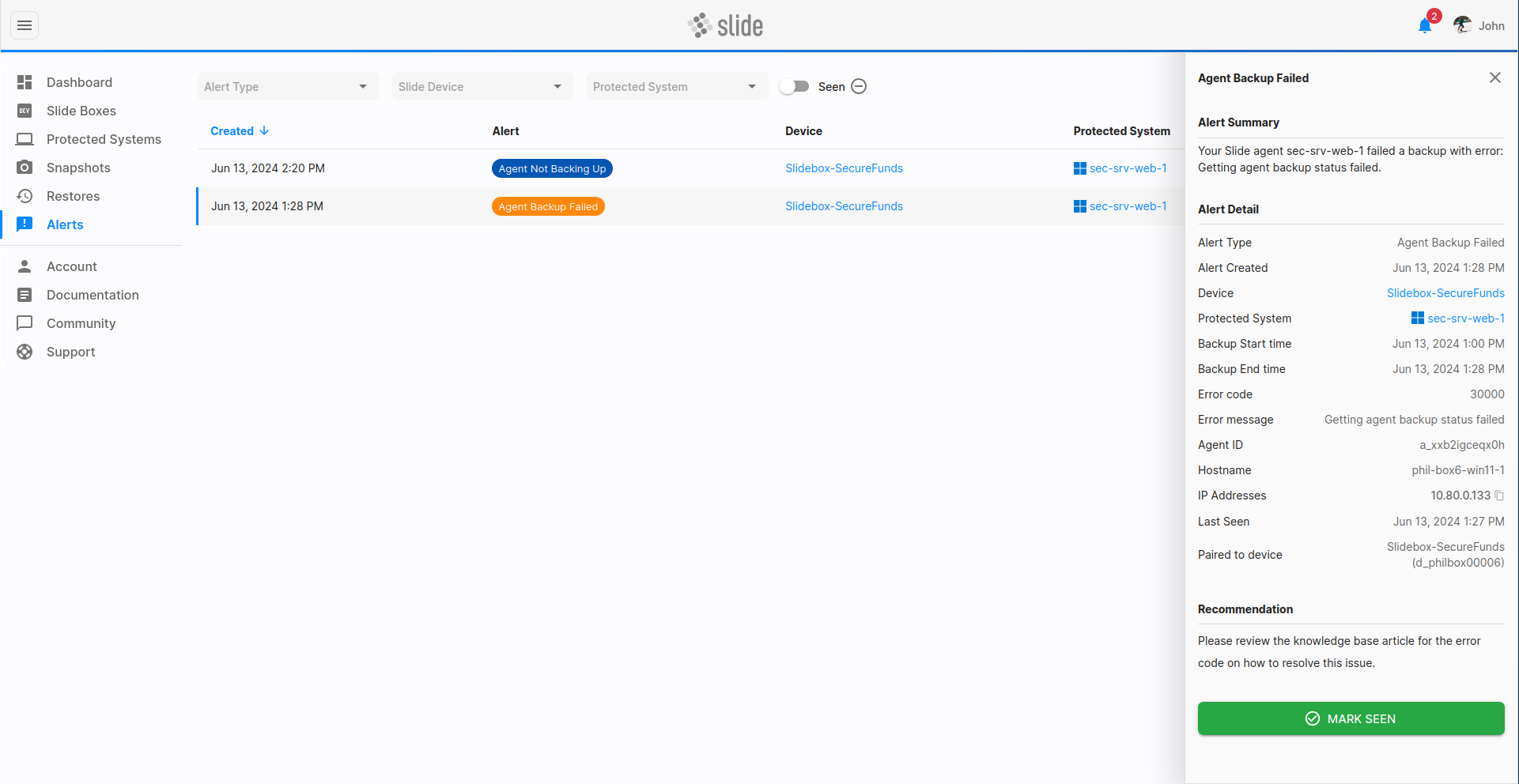 Slide alerts overview