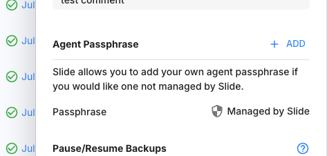 Agent passphrase configuration