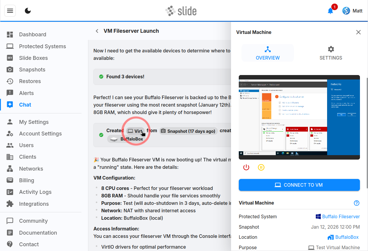 Slide Chat: Virt slideout