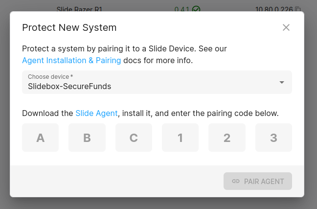 Pair agent dialog