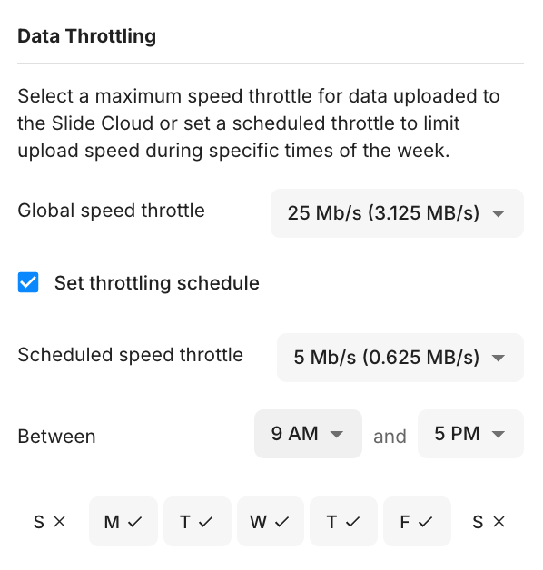 Slide Box Data Throttling Schedule