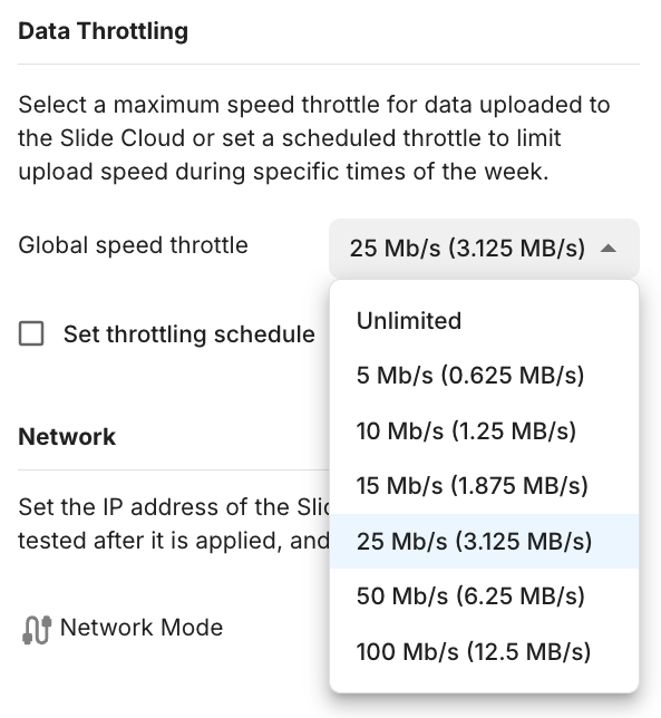 Slide Box Data Throttling