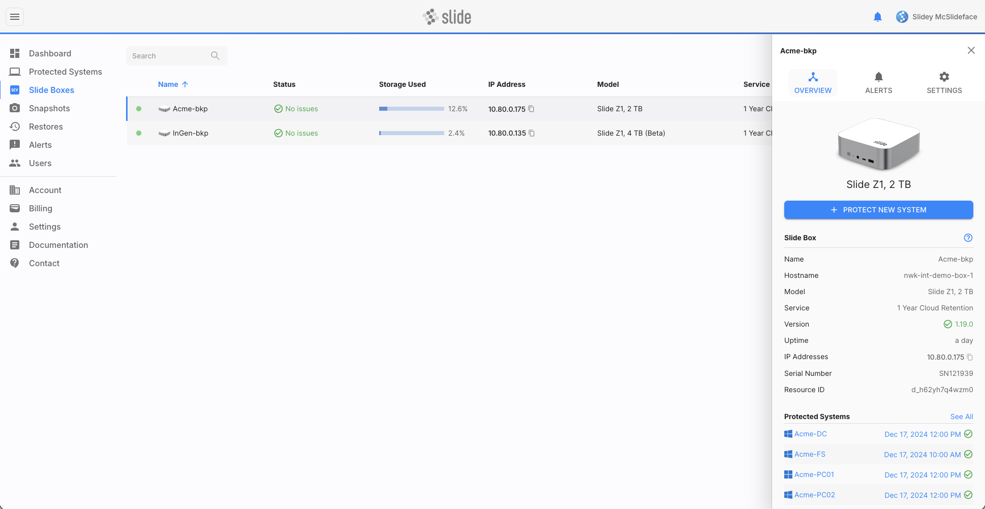 Slide Boxes list with sidebar