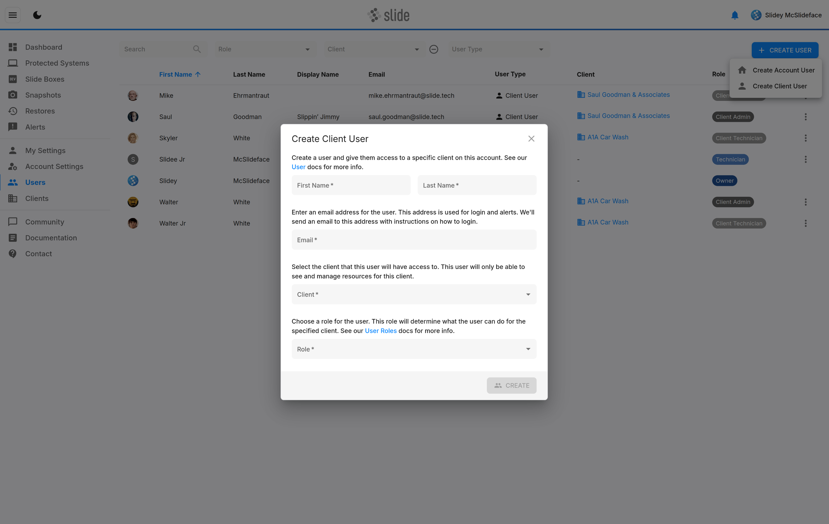 Create a new account user