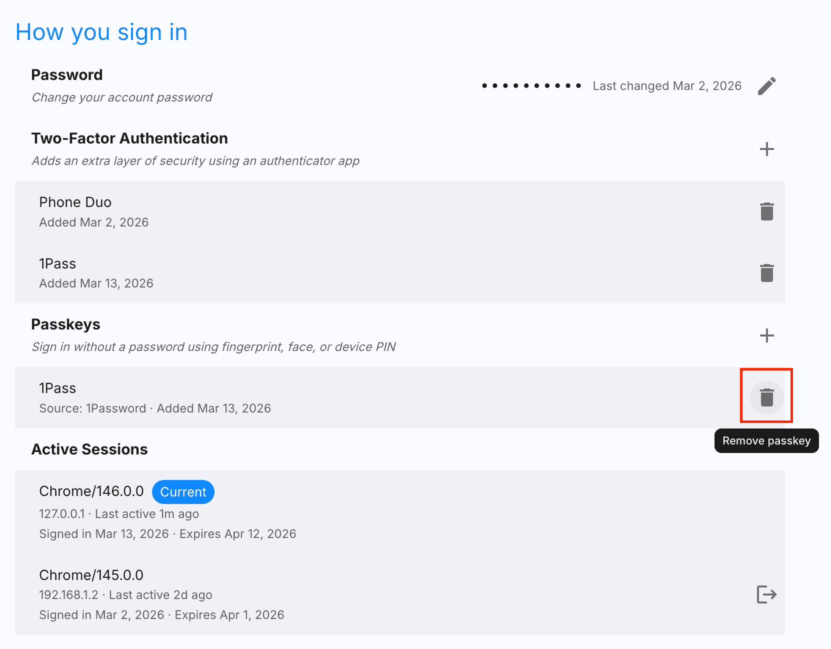 Remove passkey