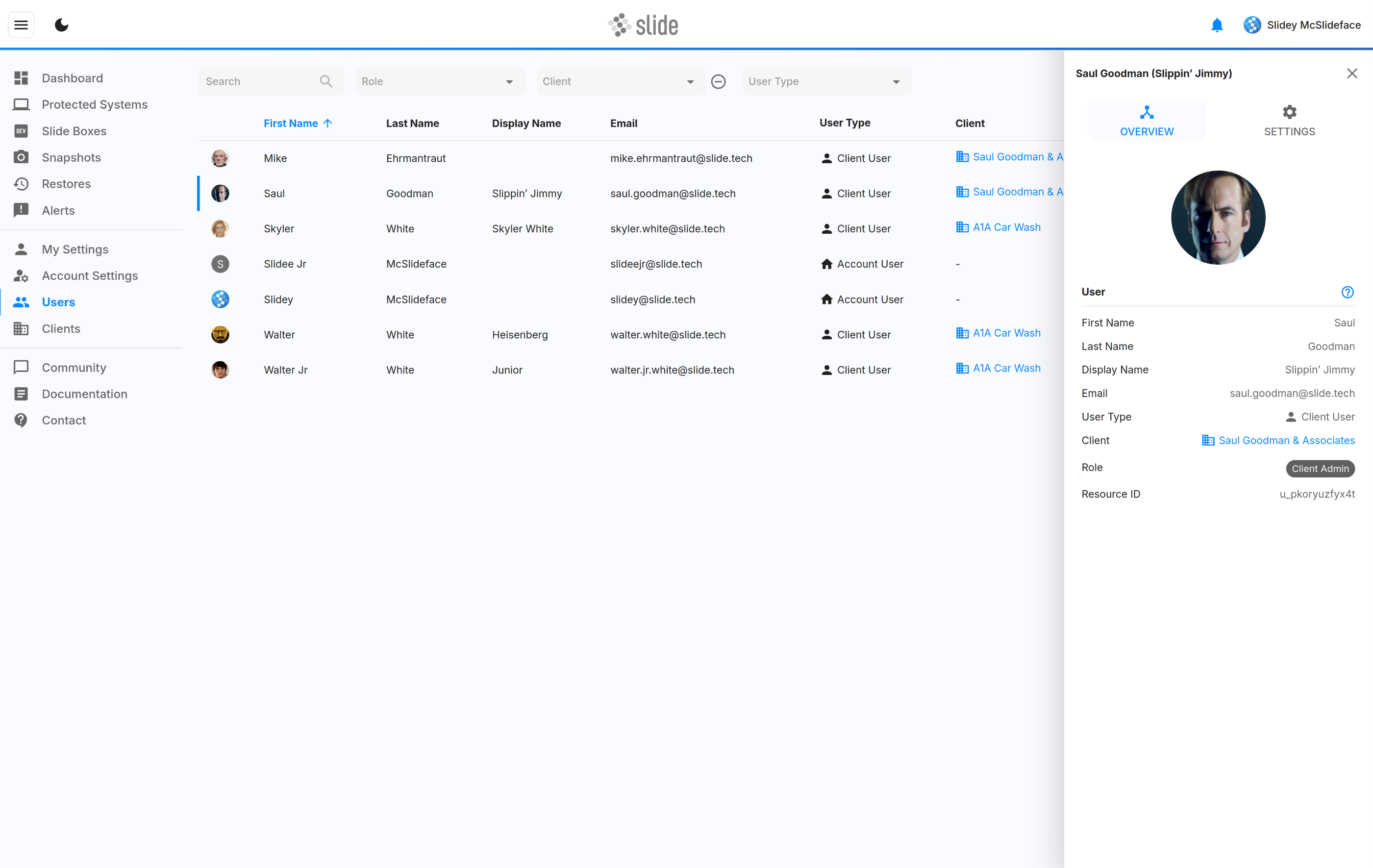 View user sidebar