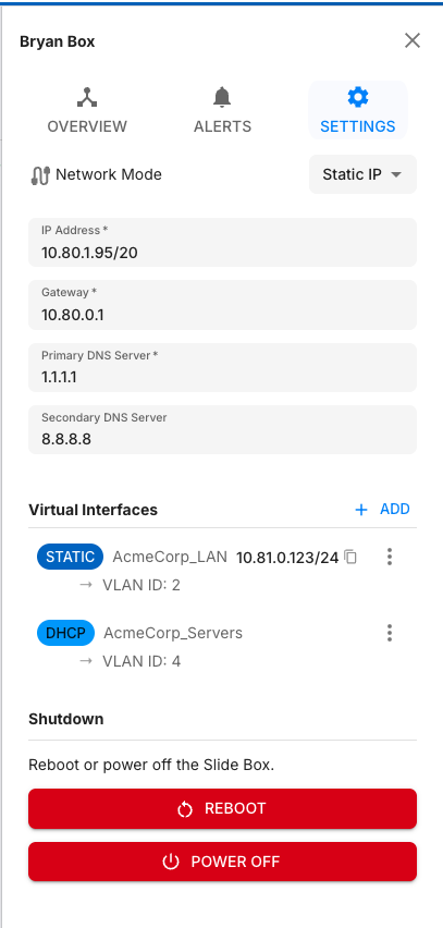 Virtual Interfaces section